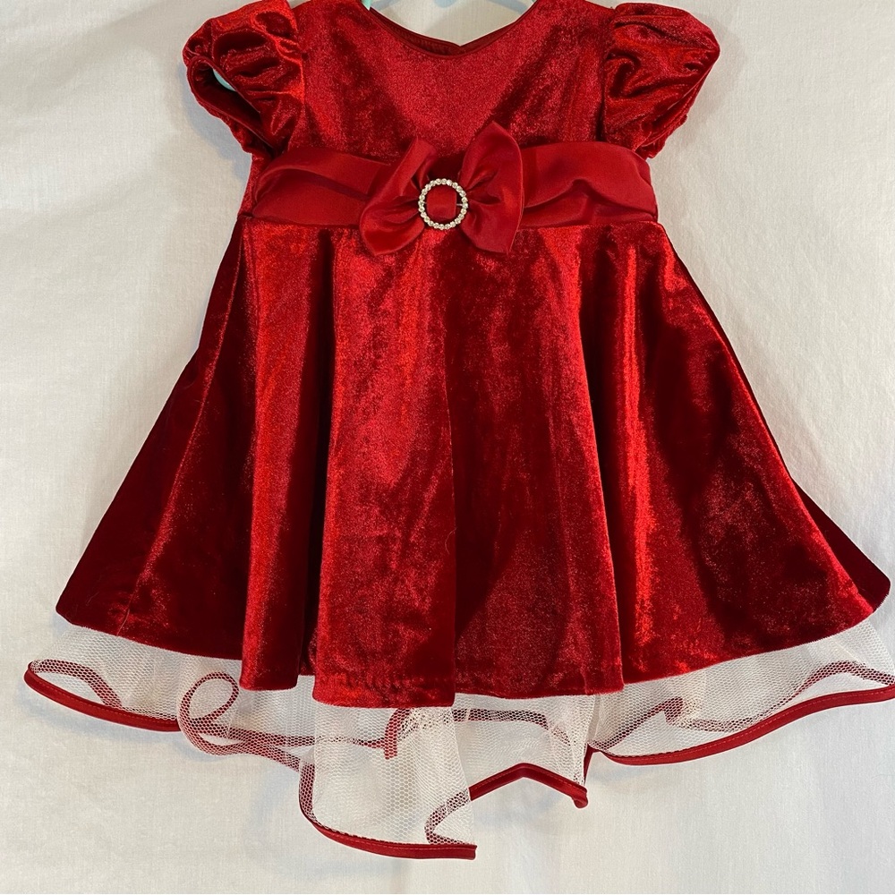 Girls 12 month holiday Christmas dress velour